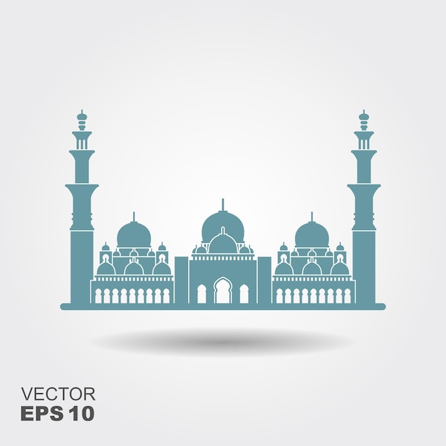 Flat design of Sheikh Zayed grand mosque Abu Dhabi illustration vector