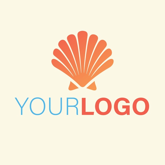 Flat design shell logo against solid background