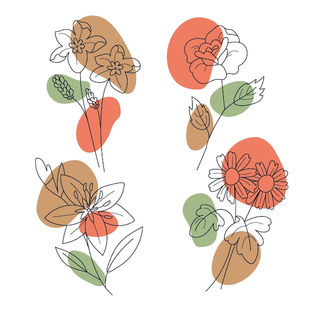 Flat design simple flower outline