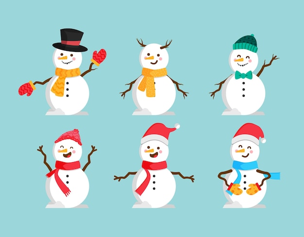 Flat design snowman christmas collection