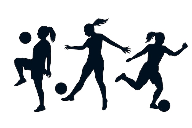 Flat design soccer player silhouette set