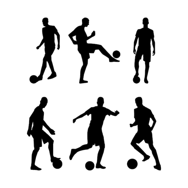 Flat design soccer player silhouette set