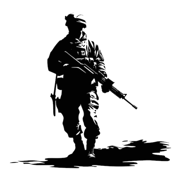 Flat design soldier silhouette illustration