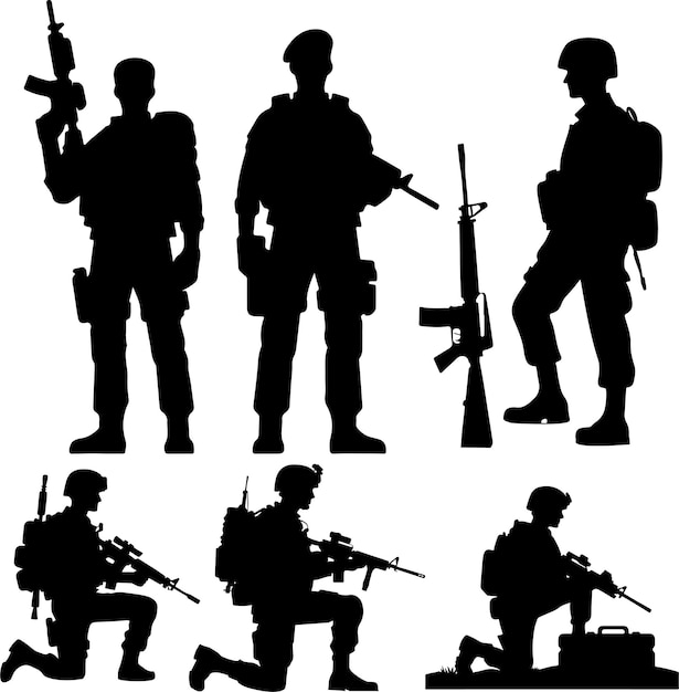 Flat design soldier silhouette