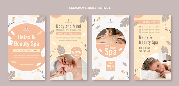 Flat design spa instagram stories