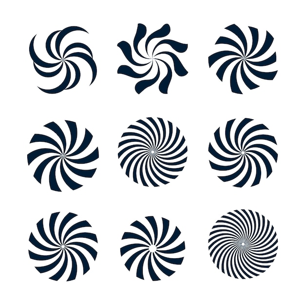 Flat design spiral circle set