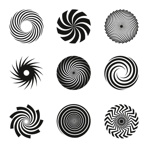 Flat design spiral circle set