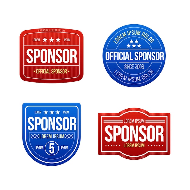 Flat design sponsor label set