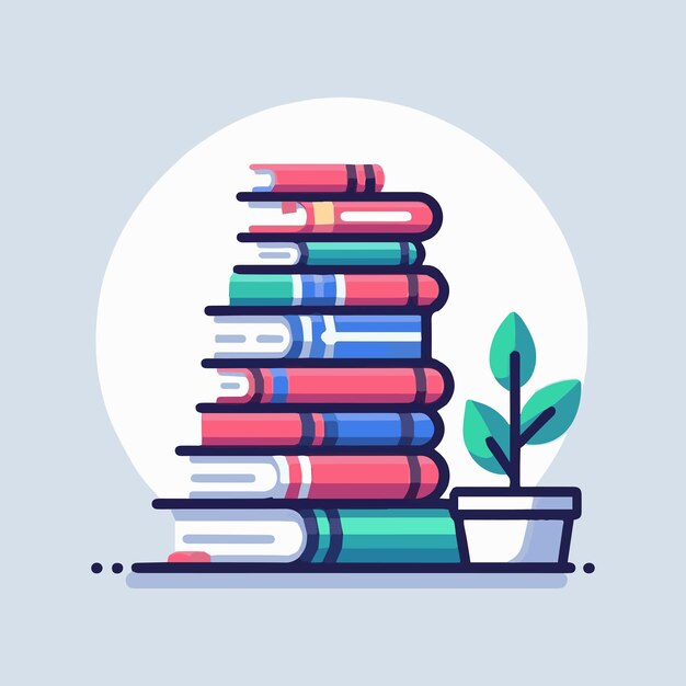 Vector flat design stack of books illustration hand drawn flat design stack of books illustration ree vecto