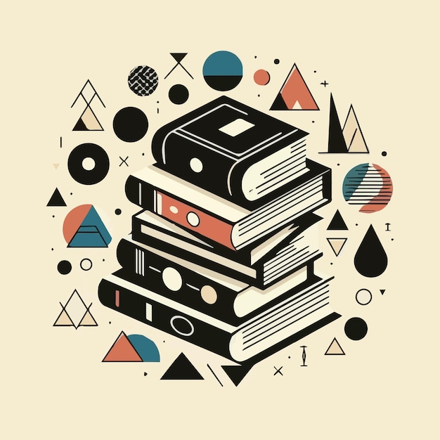 Vector flat design stack of books illustration hand drawn flat design stack of books illustration ree vecto