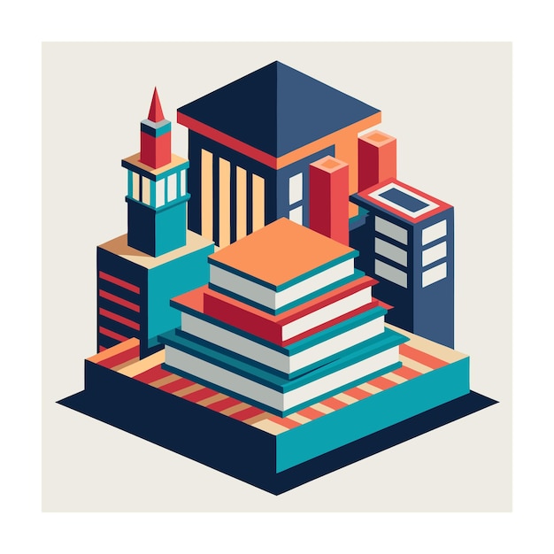 Vector flat design stack of books illustration