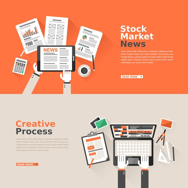 flat design for stock market and creative process