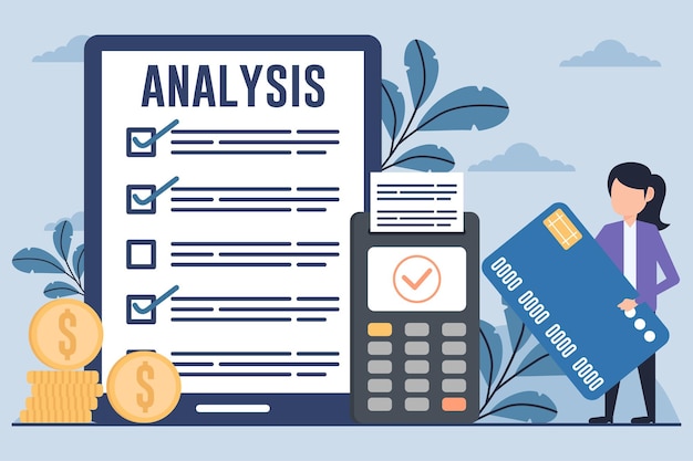 Flat design style modern vector illustration concept of analysis and accounting