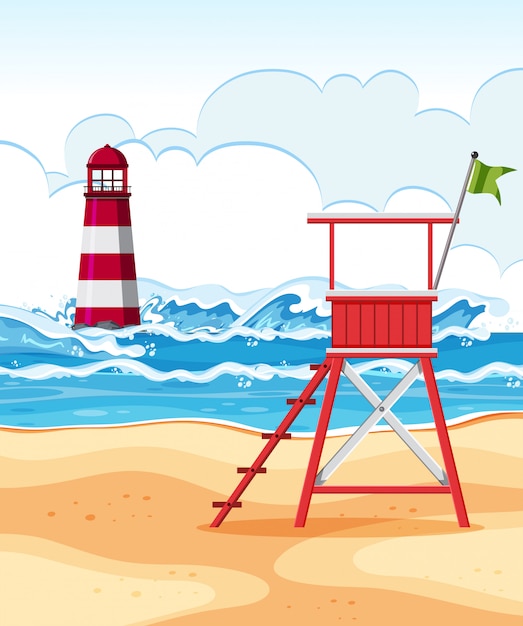 Flat design of summer beach