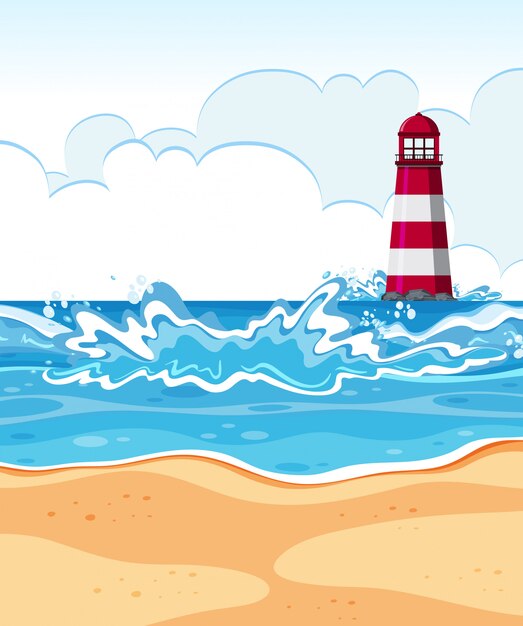 Flat design of summer beach