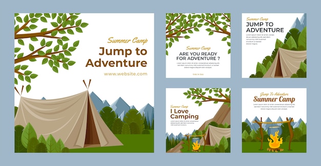 Flat design summer camp template