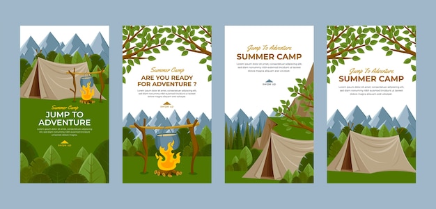 Flat design summer camp template