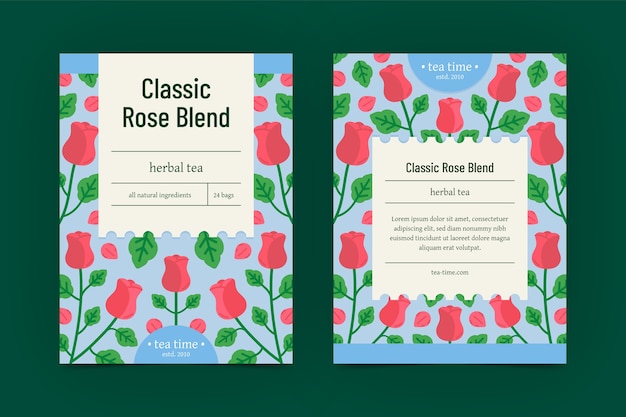 Flat design tea label template