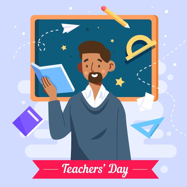 Flat design teachers day concept