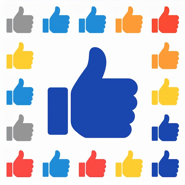 Vector flat design thumbs up icons with bold colors