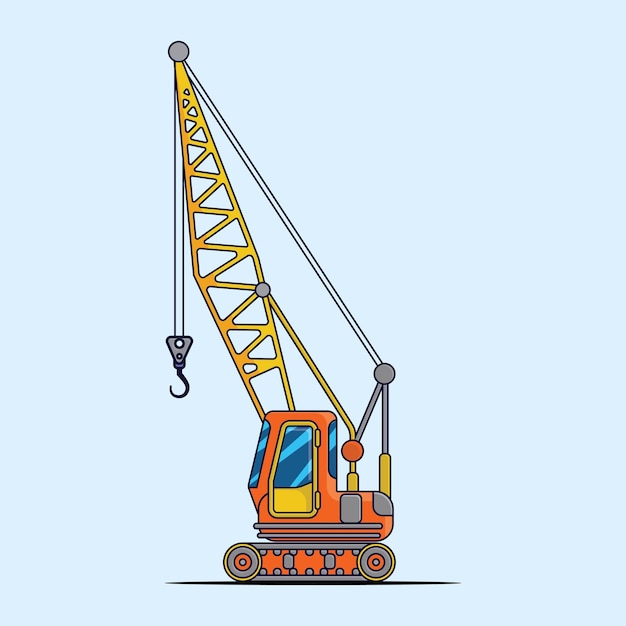 Flat design Tractor excavator collection vehicle cartoon building transportation isolated