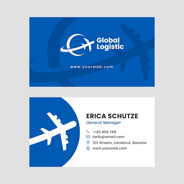 Flat design transport business card