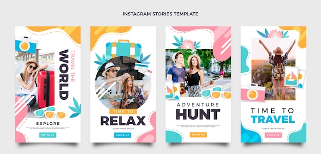 Flat design travel adventure instagram stories