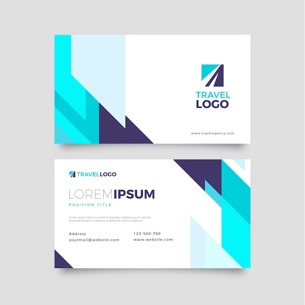 Flat design travel agency horizontal business card