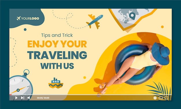 Flat design travel agency youtube thumbnail