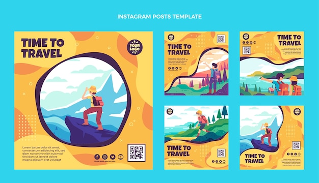 Flat design travel instagram post