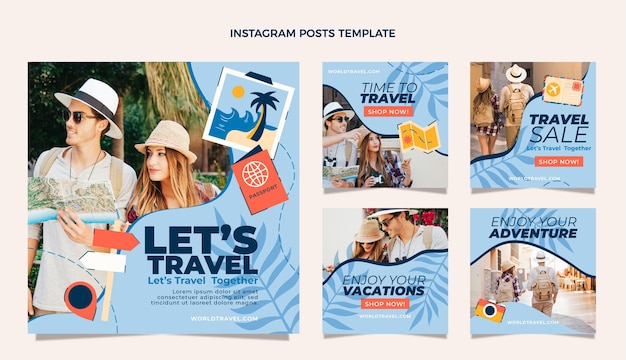 Flat design travel instagram post