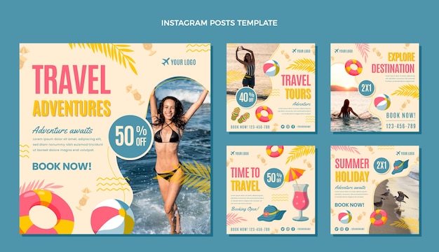 Flat design travel instagram post