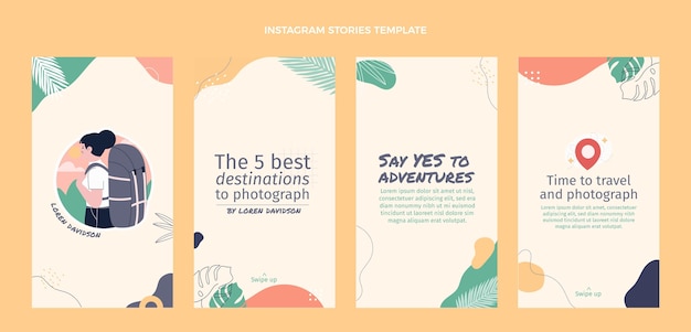 Flat design travel instagram stories template