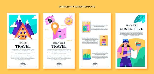 Flat design travel instagram stories template