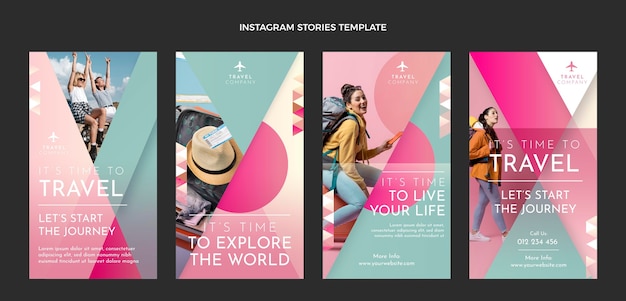 Flat design travel instagram stories