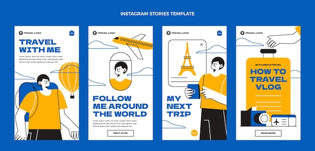 Flat design travel instagram stories