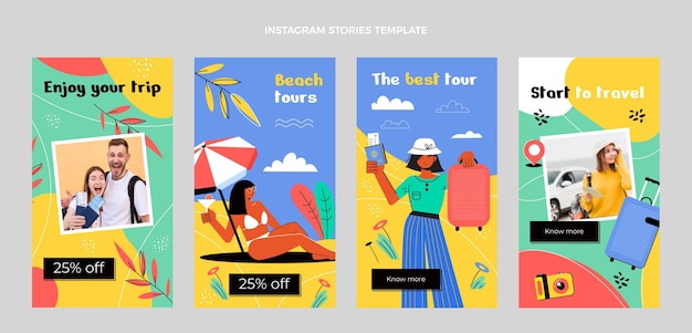 Flat design travel instagram stories