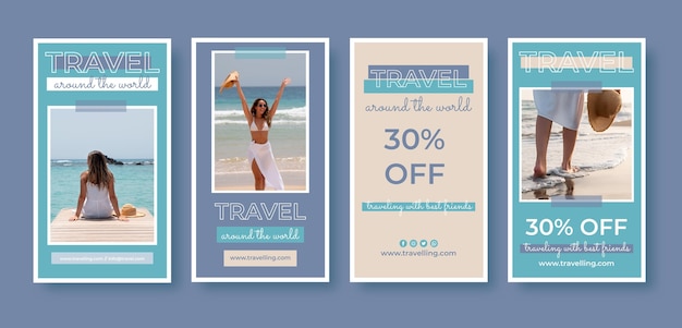 Flat design travel instagram stories