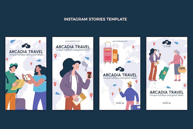 Flat design travel instagram stories