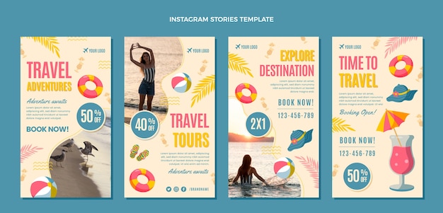 Flat design travel instagram stories