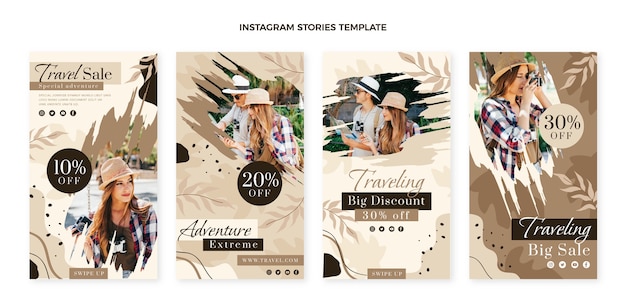 Flat design travel instagram stories