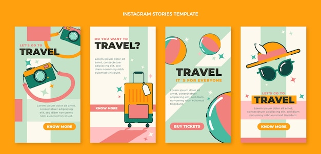 Flat design travel instagram stories