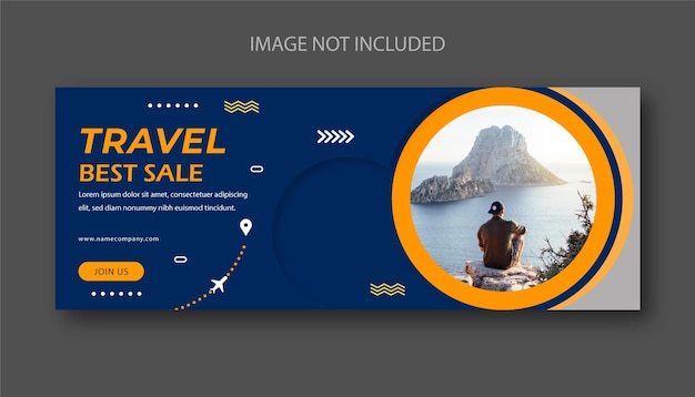 Flat design travel sale banner template premium vector