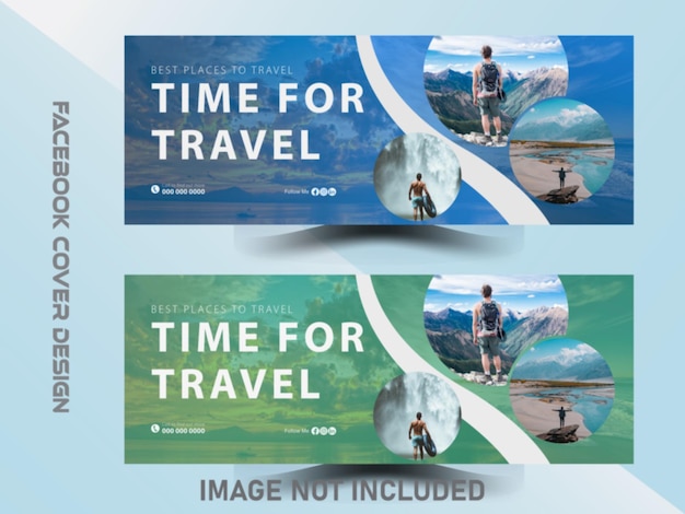 Flat design travel the world facebook cover