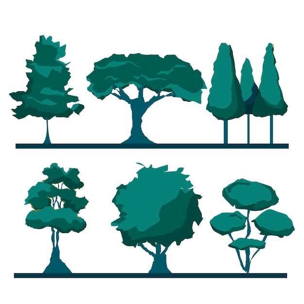 Flat design type of trees collection