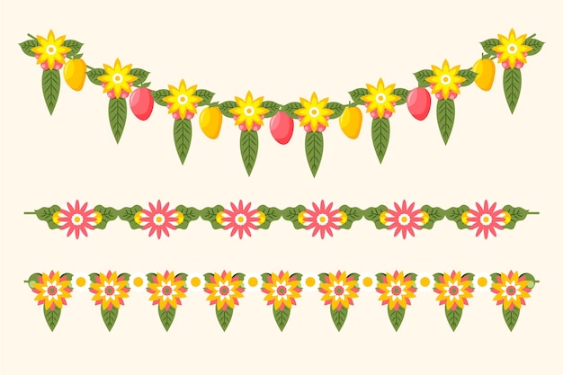 Flat design ugadi garland illustration