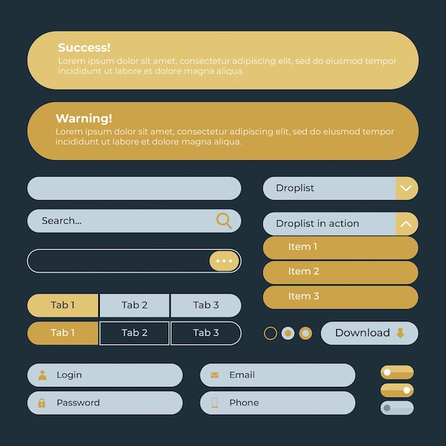 Vector flat design ui kit collection