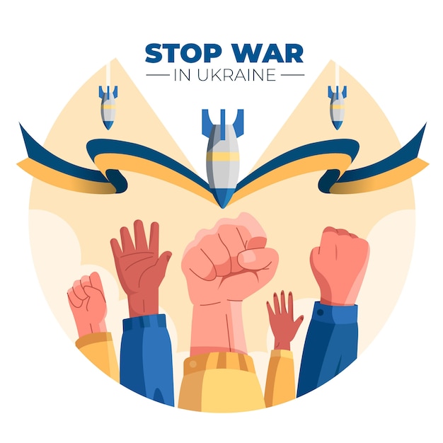 Flat design ukraine war illustration