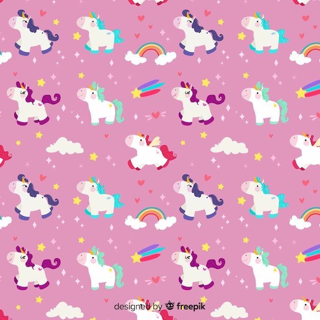 Flat design unicorn pattern background