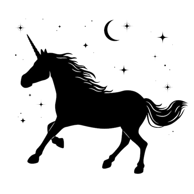 Vector flat design unicorn silhouette illustration